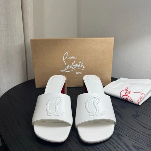 Christian Louboutin So CL Mule 55 Sandal Leather White - Picture 2 of 7